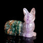 4.1" Rainbow Fluorite Carved Crystal Nine Tail Fox Figurine Healing Quartz