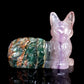 4.1" Rainbow Fluorite Carved Crystal Nine Tail Fox Figurine Healing Quartz