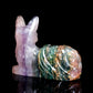 4.1" Rainbow Fluorite Carved Crystal Nine Tail Fox Figurine Healing Quartz