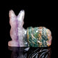 4.1" Rainbow Fluorite Carved Crystal Nine Tail Fox Figurine Healing Quartz