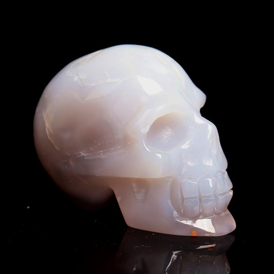 3" HandCarved Druzy agate Crystal Skull Healing Quartz Reiki Gift