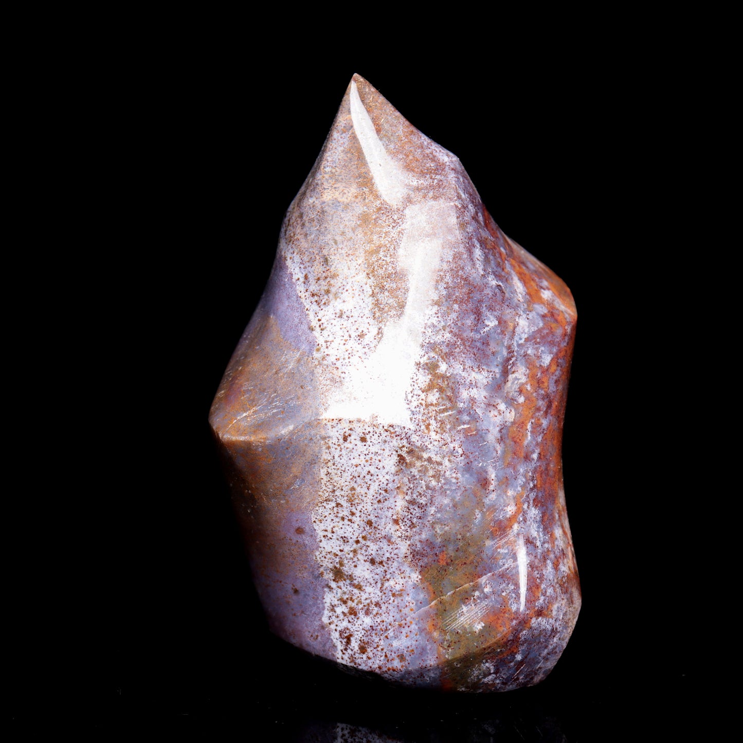 4.2" Natural Ocean Jasper Crystal Flame Freeform Stand Reiki Healing Tower