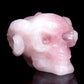 4" Rose Quartz Crystal Skull Horns Figurine Quartz Healing Decor Gift
