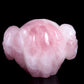 4" Rose Quartz Crystal Skull Horns Figurine Quartz Healing Decor Gift