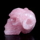 4" Rose Quartz Crystal Skull Horns Figurine Quartz Healing Decor Gift
