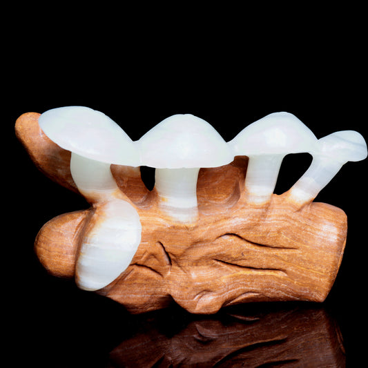5" Afghan Jade Crystal Mushroom Figurine Healing Quartz Decor Gift