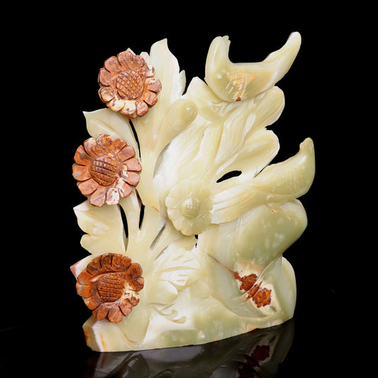 10" Afghan Jade Crystal Bird Figurine Healing Quartz Decor Gift