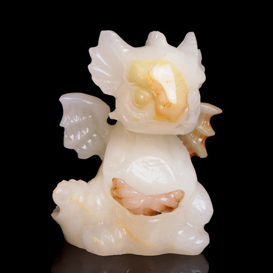 5.5" Afghan Jade Crystal Dragon Figurine Healing Quartz Decor Gift