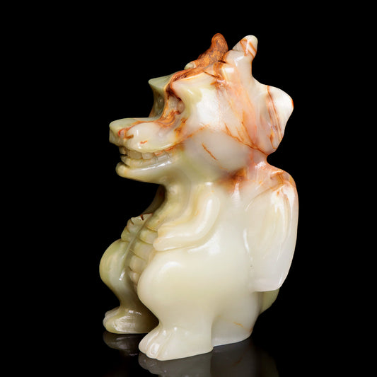 6" Afghan Jade Crystal Dragon Figurine Healing Quartz Decor Gift