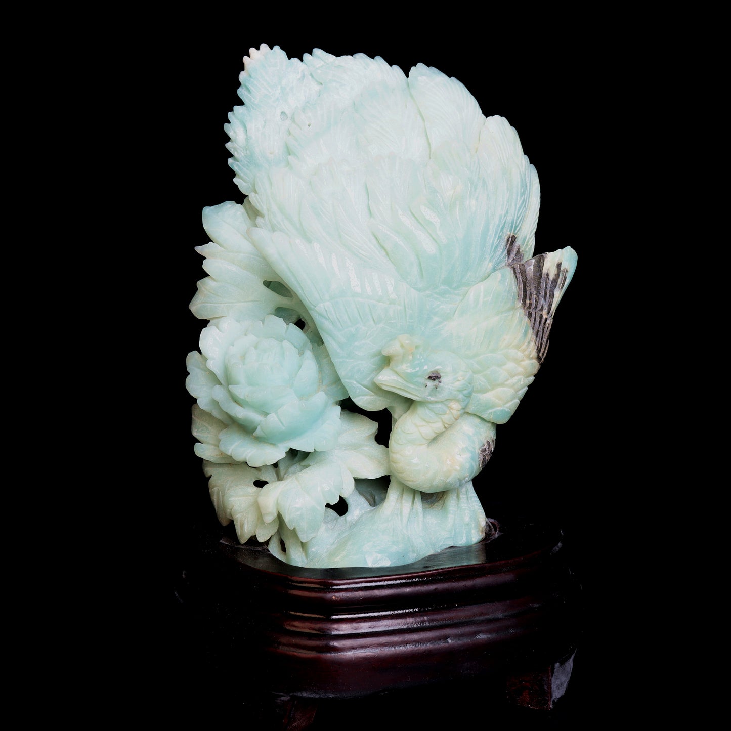 9" Amazonite Crystal Peacock Figurine Healing Quartz Decor Gift