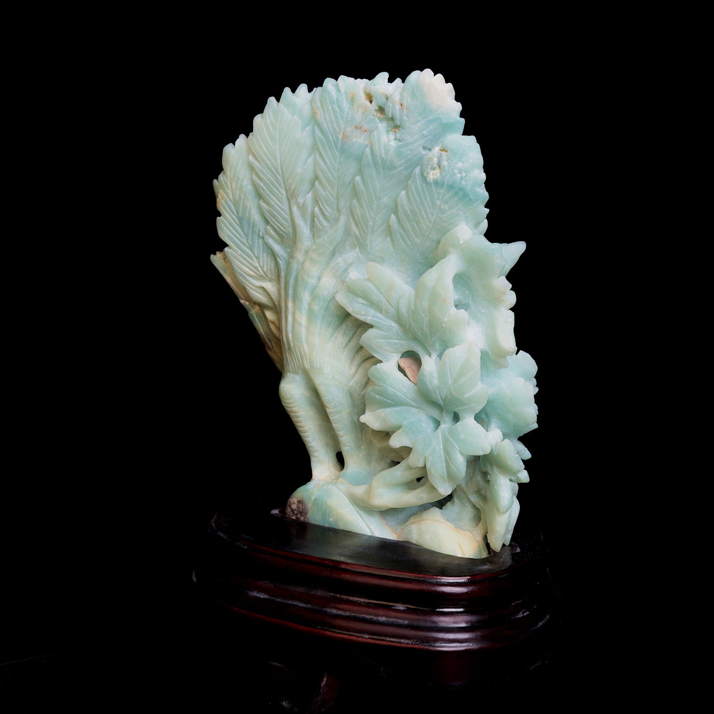 9" Amazonite Crystal Peacock Figurine Healing Quartz Decor Gift