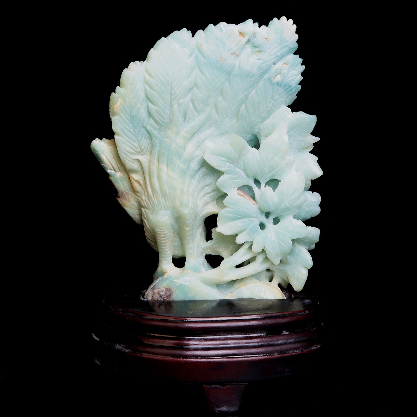 9" Amazonite Crystal Peacock Figurine Healing Quartz Decor Gift