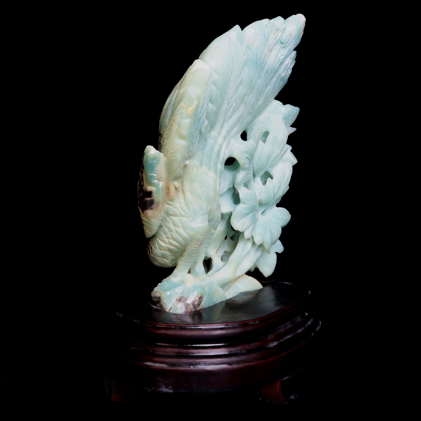 9" Amazonite Crystal Peacock Figurine Healing Quartz Decor Gift