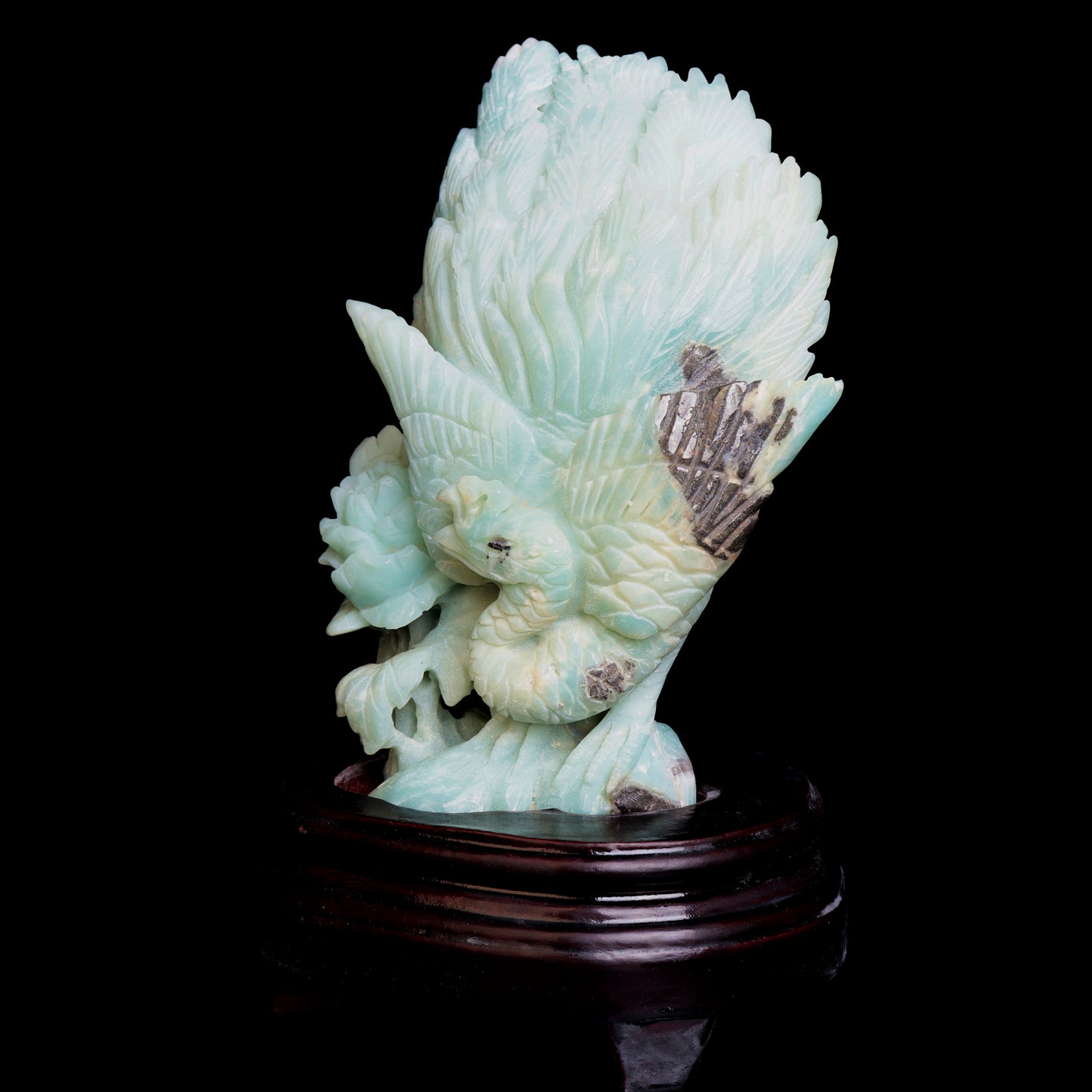 9" Amazonite Crystal Peacock Figurine Healing Quartz Decor Gift