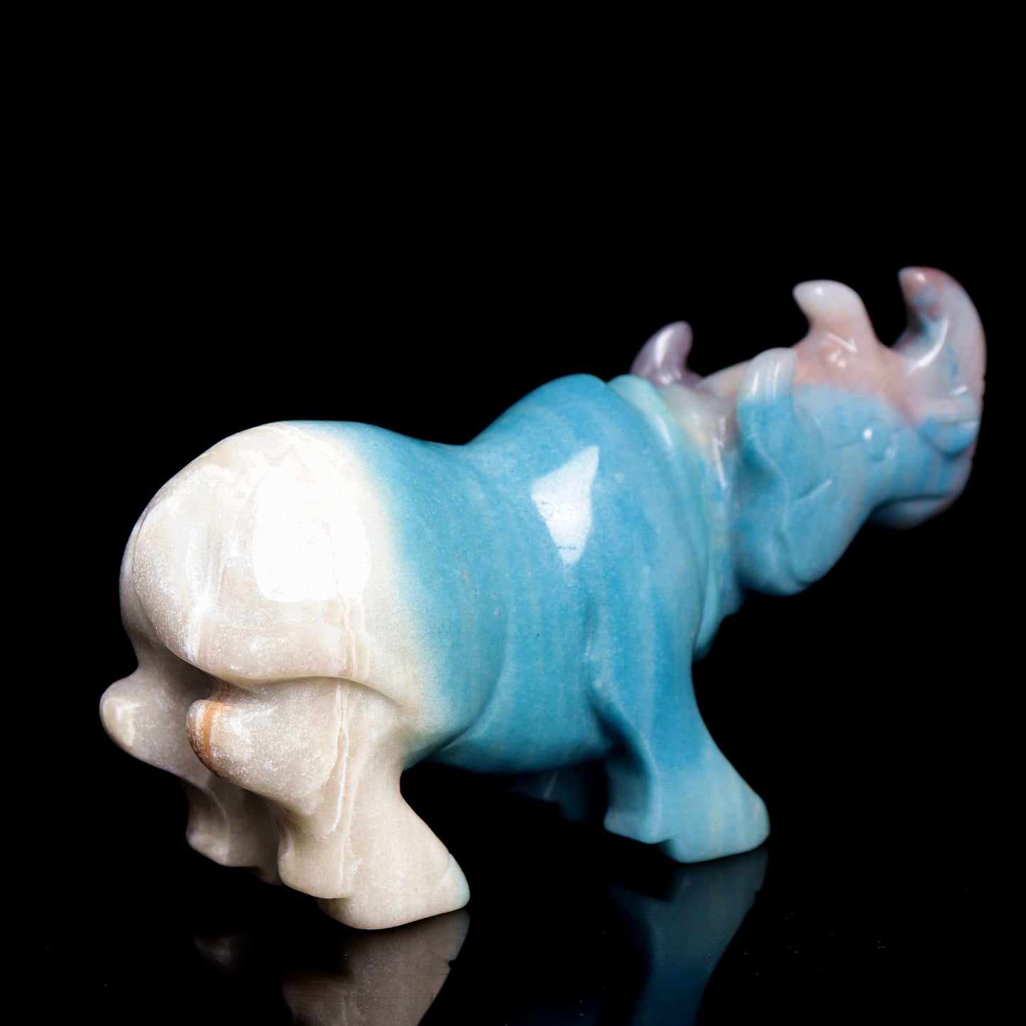 5.5" Trolleite Crystal Rhino Figurine Quartz Animal Carvings Decor