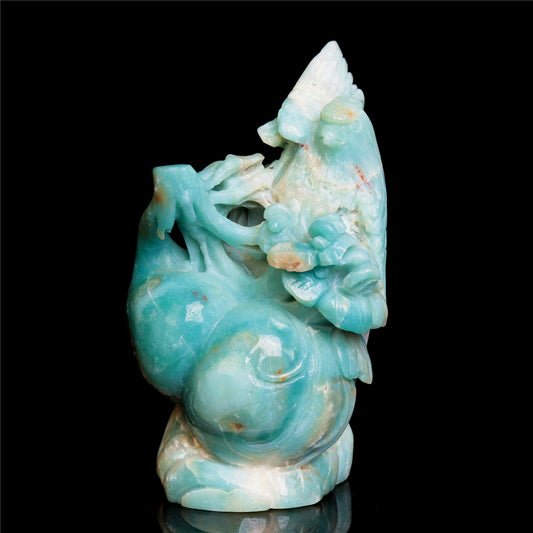 7" Amazonite Crystal Bird Figurine Quartz Animal Carvings Decor Gift