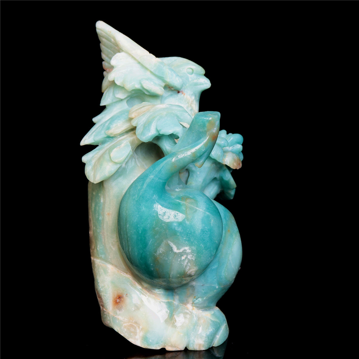 7" Amazonite Crystal Bird Figurine Quartz Animal Carvings Decor Gift