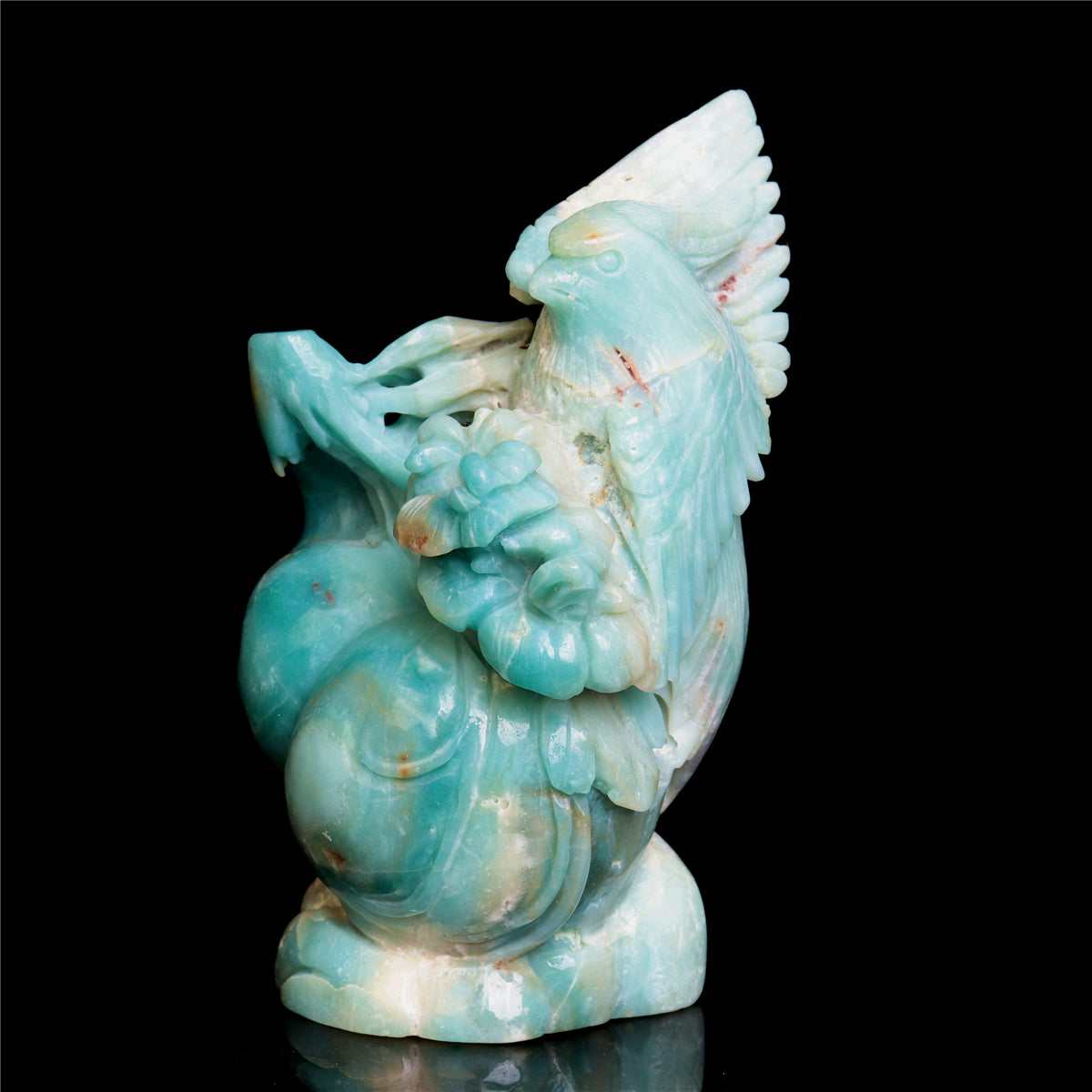 7" Amazonite Crystal Bird Figurine Quartz Animal Carvings Decor Gift