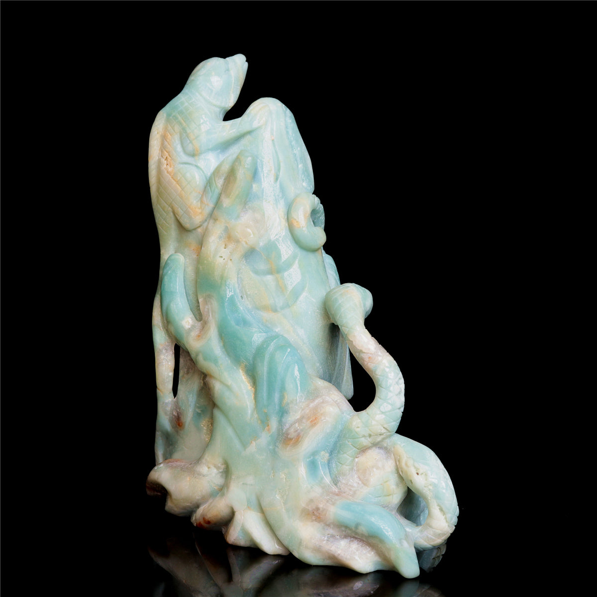 7" Amazonite Crystal Death Reaper Figurine skull Carvings Decor