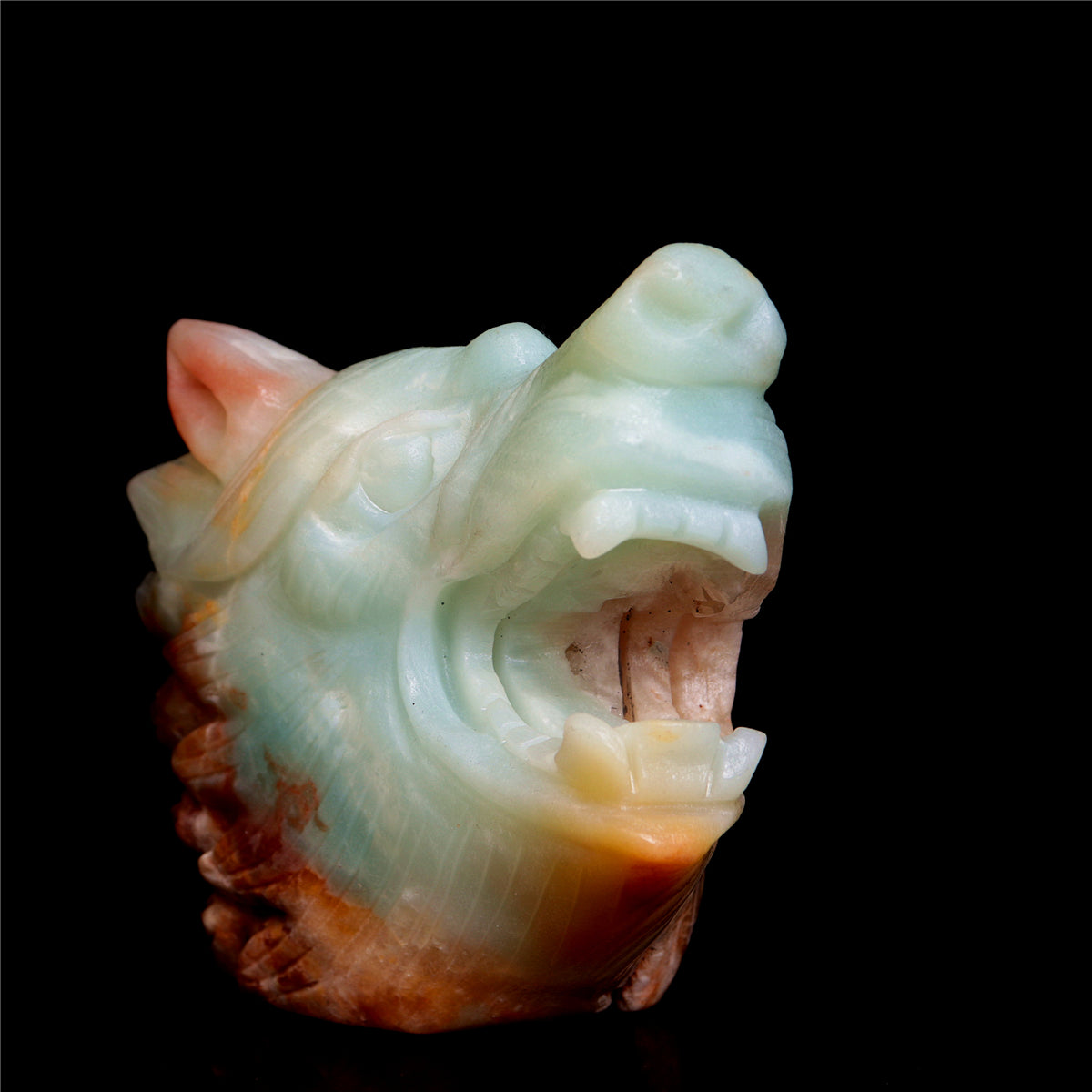4.5" Amazonite Crystal Wolf Head Figurine Quartz Animal Carvings Decor