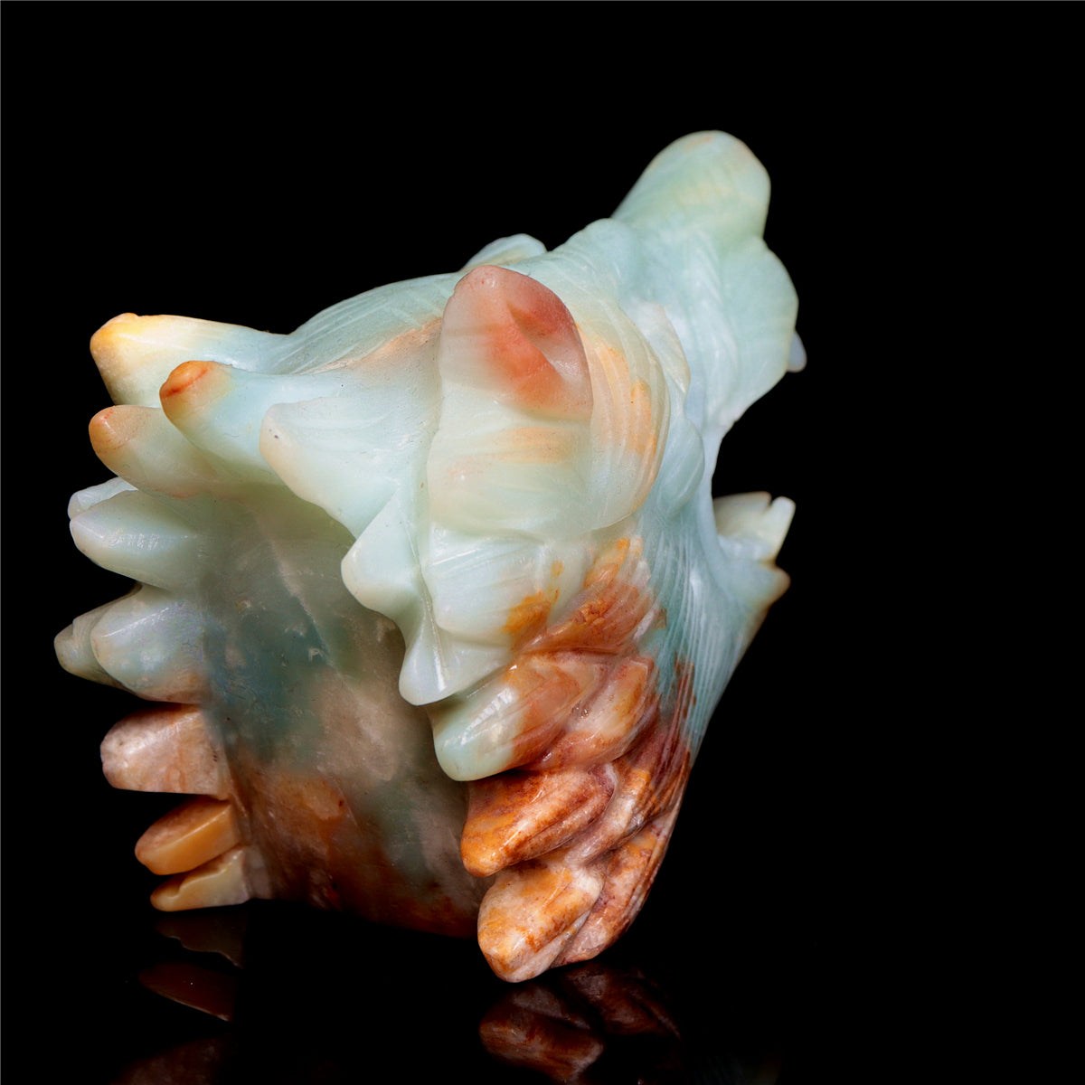 4.5" Amazonite Crystal Wolf Head Figurine Quartz Animal Carvings Decor