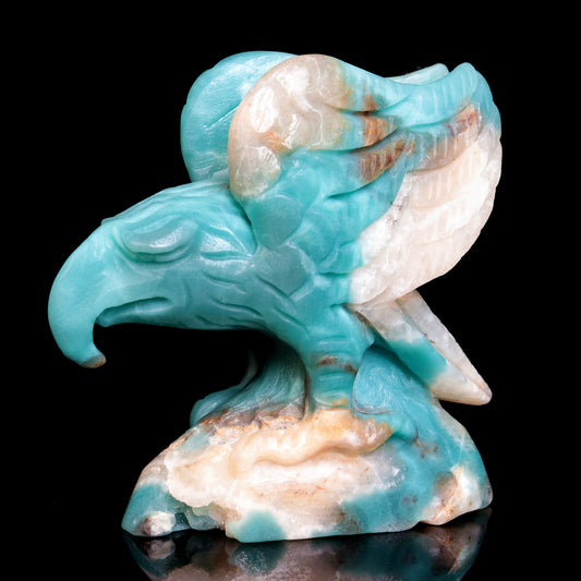 4.5" Amazonite Crystal Eagle Figurine Stone Animal Carvings Decor Gift