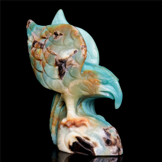 5.5" Amazonite Crystal Eagle Figurine Stone Animal Carvings Decor Gift