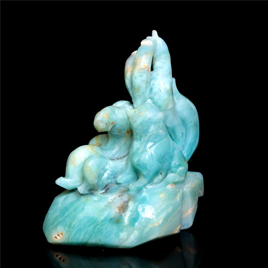 4.5" Amazonite Crystal Nine Tail Fox Figurine Animal Carvings