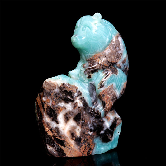 6" Amazonite Crystal Bear Figurine Stone Animal Carvings Decor