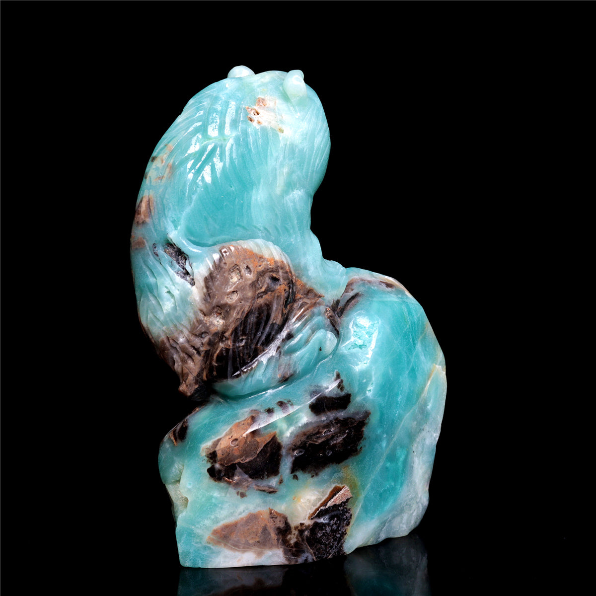 6" Amazonite Crystal Bear Figurine Stone Animal Carvings Decor