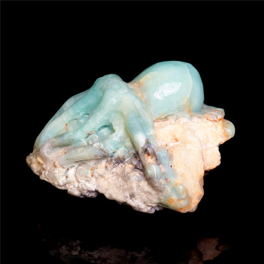 4" Amazonite Crystal Octopus Figurine Stone Animal Carvings Decor