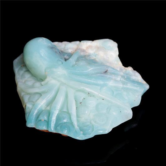 3" Amazonite Crystal Octopus Figurine Stone Animal Carvings Decor