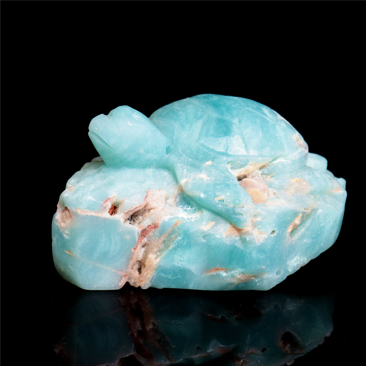 3.5" Amazonite Crystal Turtle Figurine Stone Animal Carvings Decor