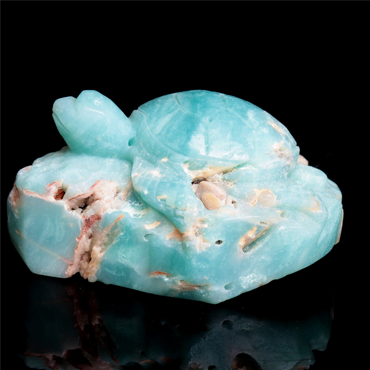 3.5" Amazonite Crystal Turtle Figurine Stone Animal Carvings Decor