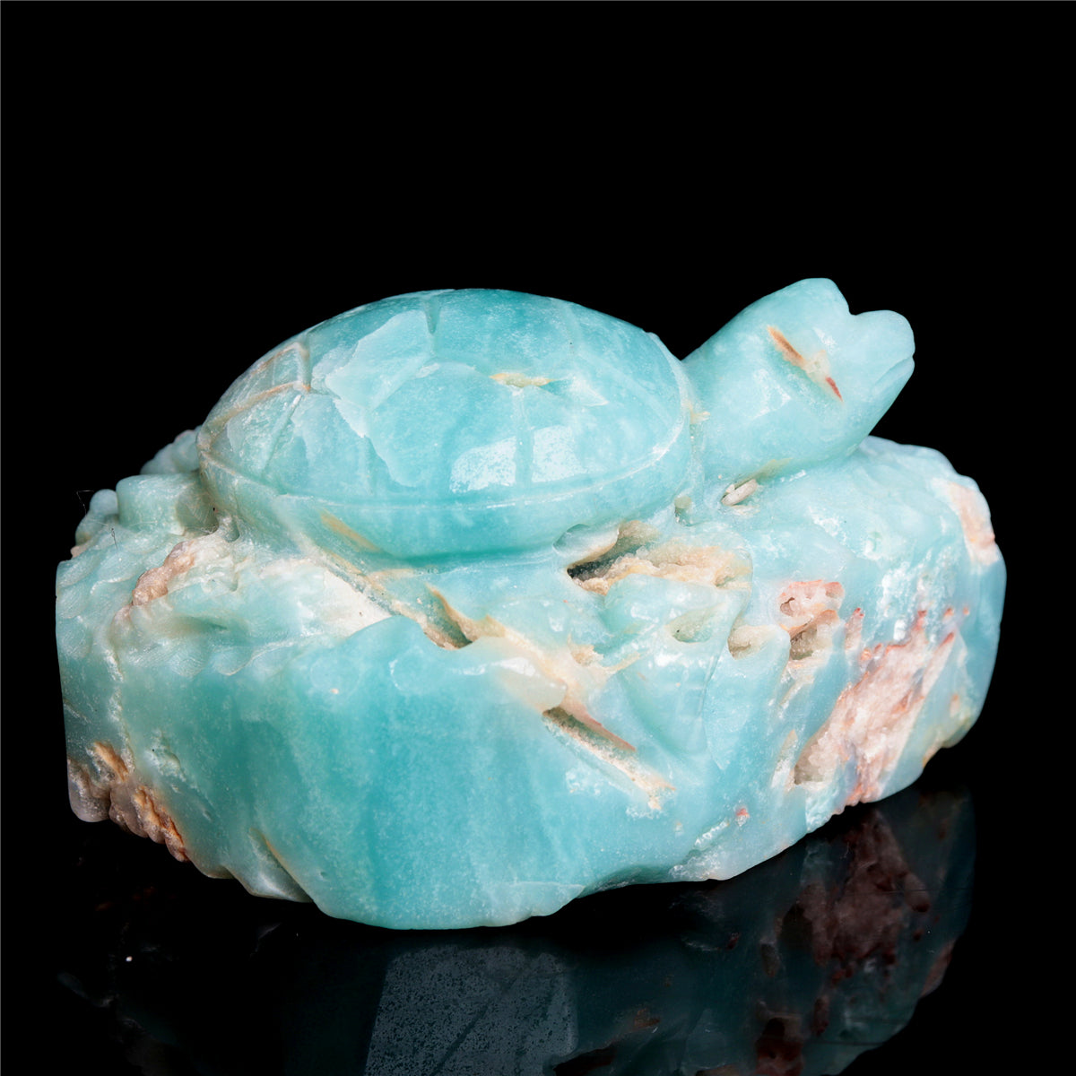 3.5" Amazonite Crystal Turtle Figurine Stone Animal Carvings Decor
