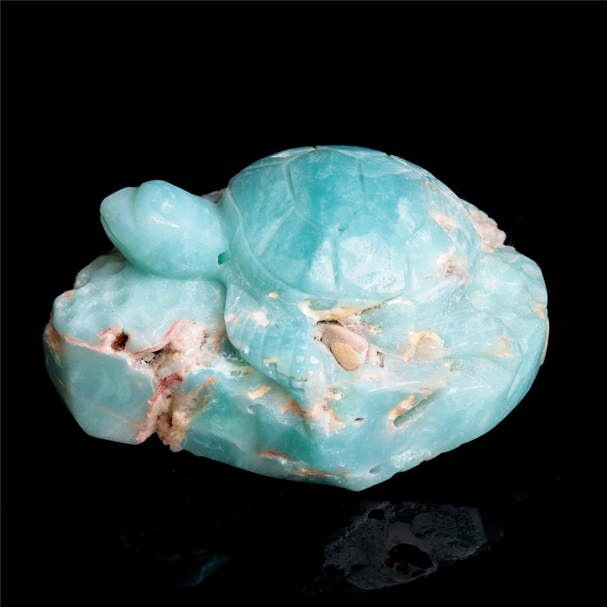 3.5" Amazonite Crystal Turtle Figurine Stone Animal Carvings Decor