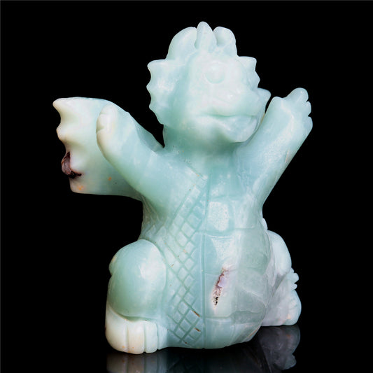 4" Amazonite Crystal Dragon Figurine Stone Animal Carvings Decor