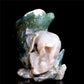 6.5" Moss Agate Crystal Dolphin Figurine Druzy Animal Carvings Decor