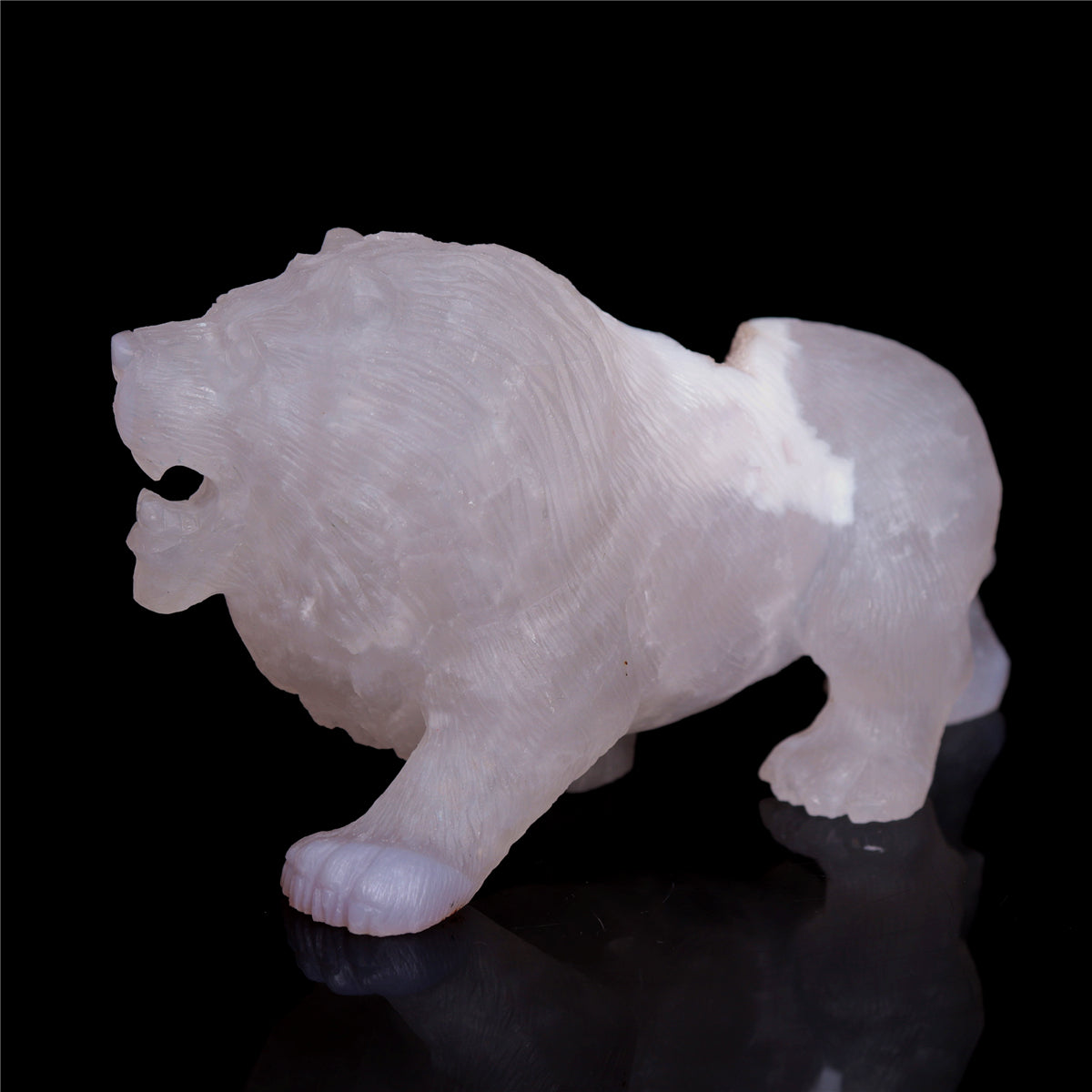 5.8" Druzy Agate Crystal Lion Figurine Animal Carvings Decor