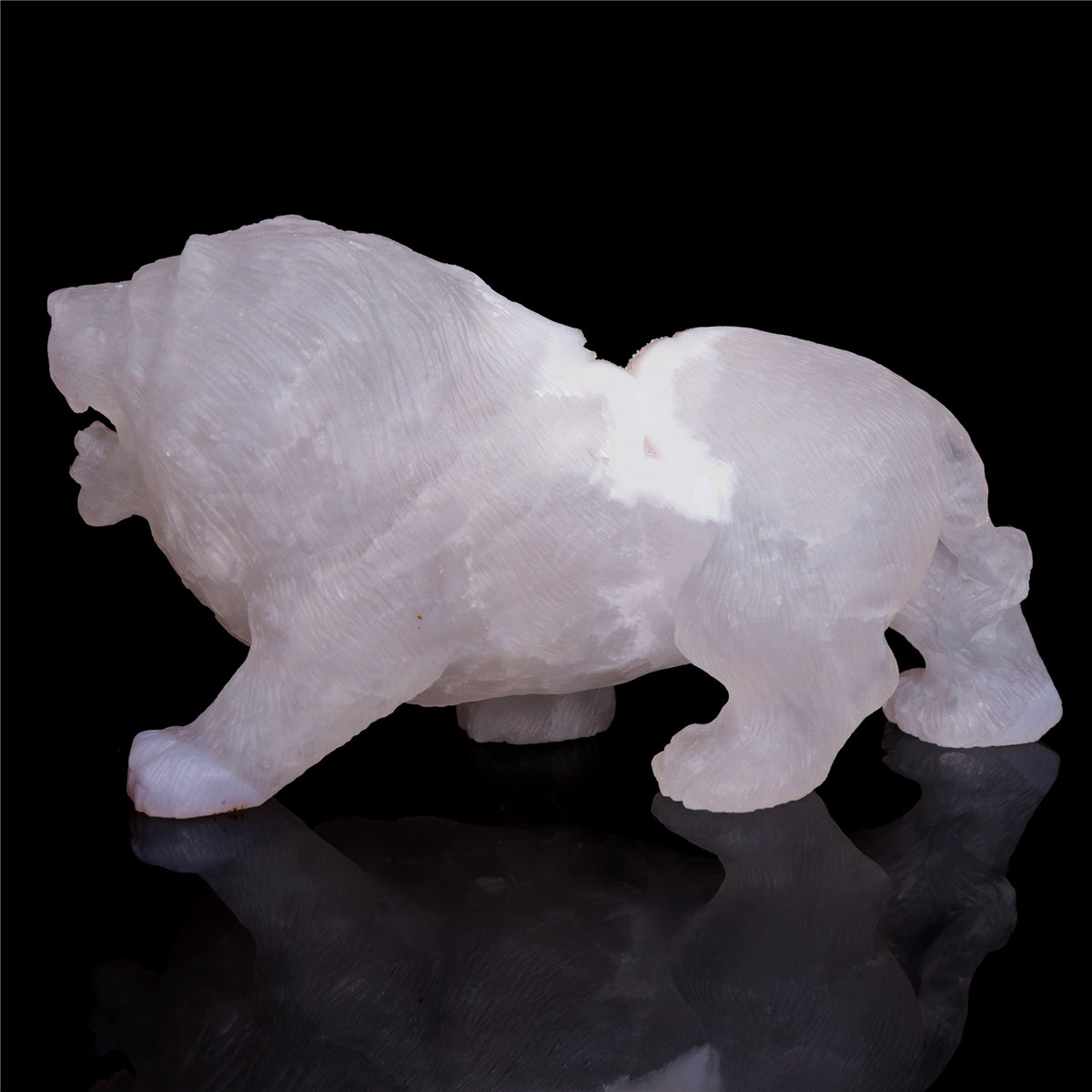 5.8" Druzy Agate Crystal Lion Figurine Animal Carvings Decor