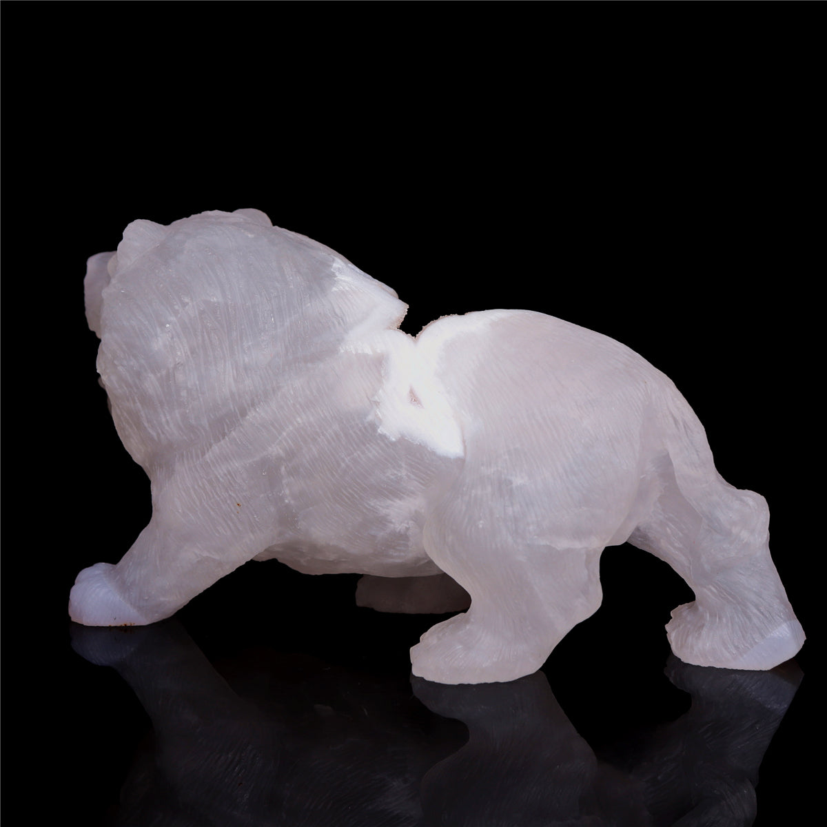 5.8" Druzy Agate Crystal Lion Figurine Animal Carvings Decor