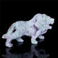 6" Druzy Moss Agate Crystal Lion Figurine Animal Carvings Decor