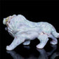 6" Druzy Moss Agate Crystal Lion Figurine Animal Carvings Decor