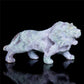 6" Druzy Moss Agate Crystal Lion Figurine Animal Carvings Decor