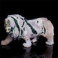 5" Druzy Moss Agate Crystal Lion Figurine Realistic Animal Carvings Decor