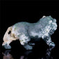 6" Druzy Moss Agate Crystal Lion Figurine Realistic Animal Carvings Decor