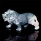 6" Druzy Moss Agate Crystal Lion Figurine Realistic Animal Carvings Decor