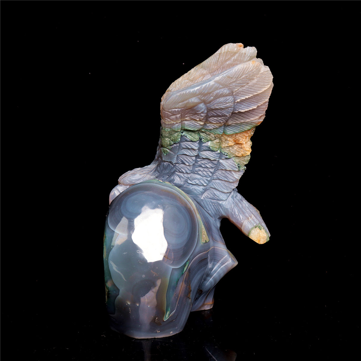 6.5" Druzy Agate Crystal Eagle Figurine Stone Animal Carvings