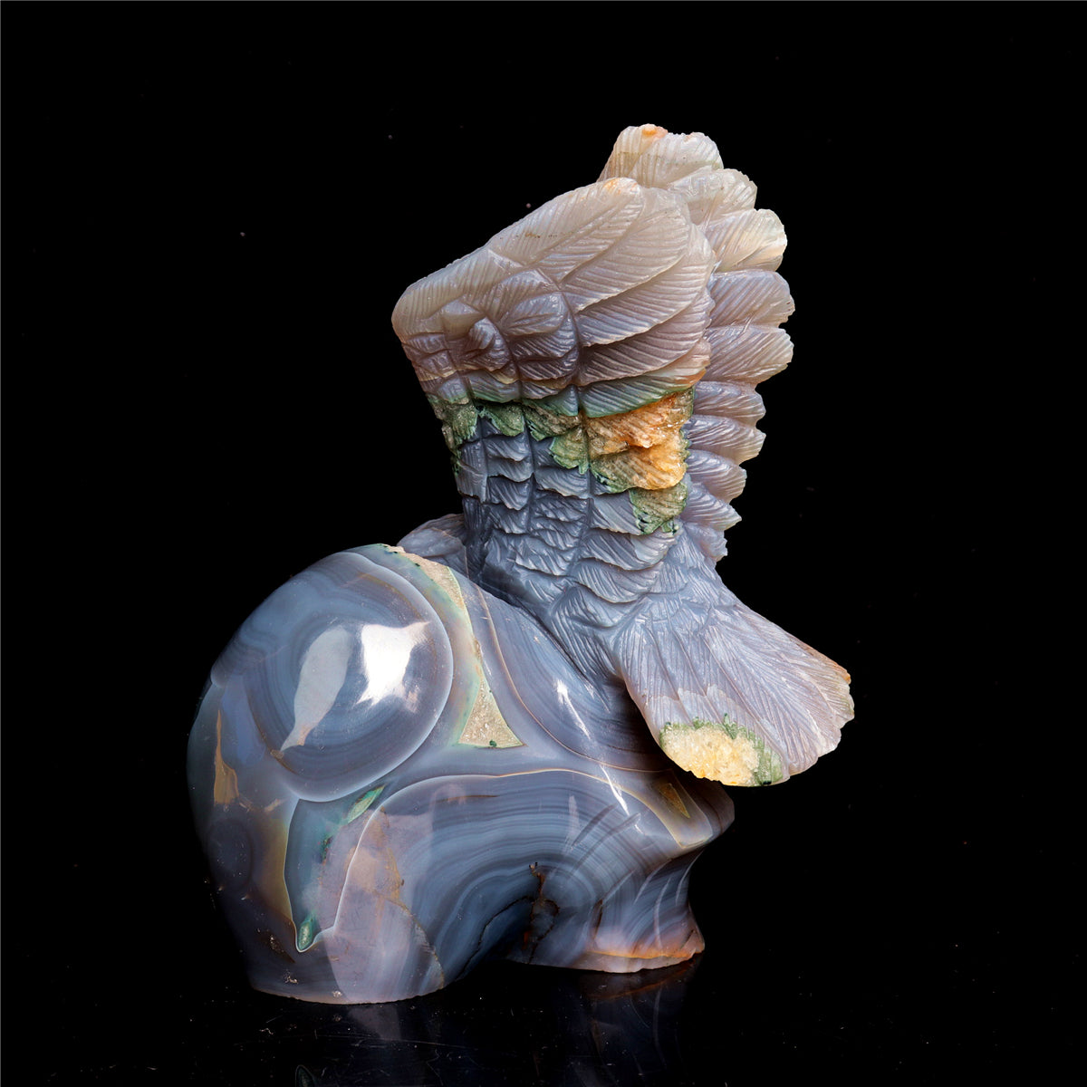 6.5" Druzy Agate Crystal Eagle Figurine Stone Animal Carvings