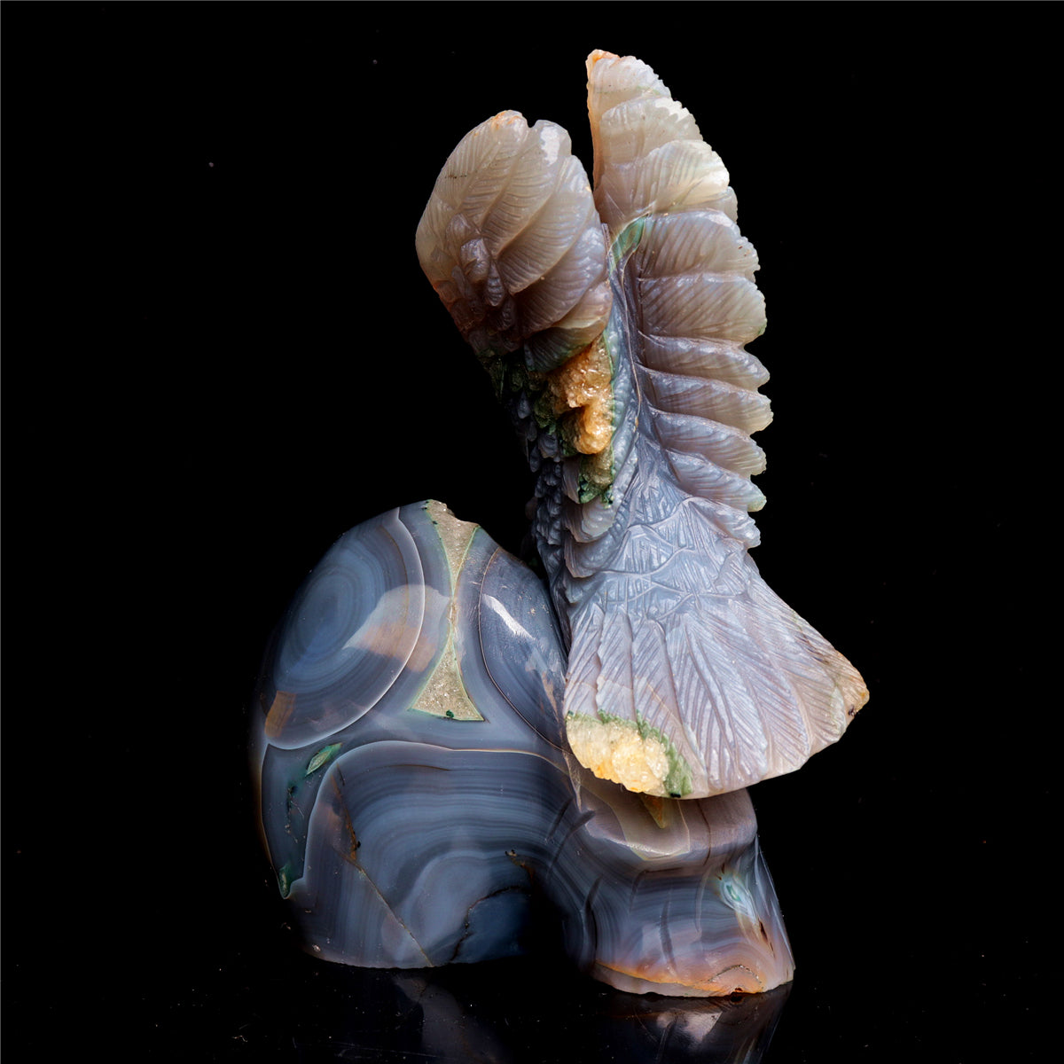 6.5" Druzy Agate Crystal Eagle Figurine Stone Animal Carvings